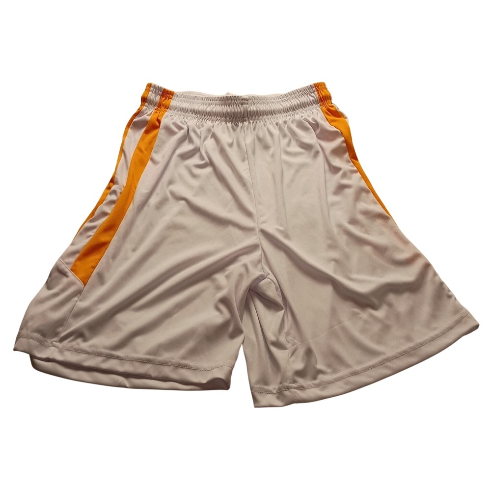 Champro Men's Basketball Shorts White Orange Stripe Athletic Performance NWT
